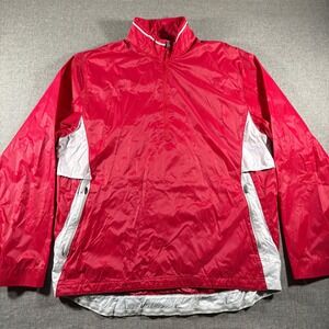 Callaway Windbreaker Jacket Mens Large Red Weather Series 1/4 Zip Pullover